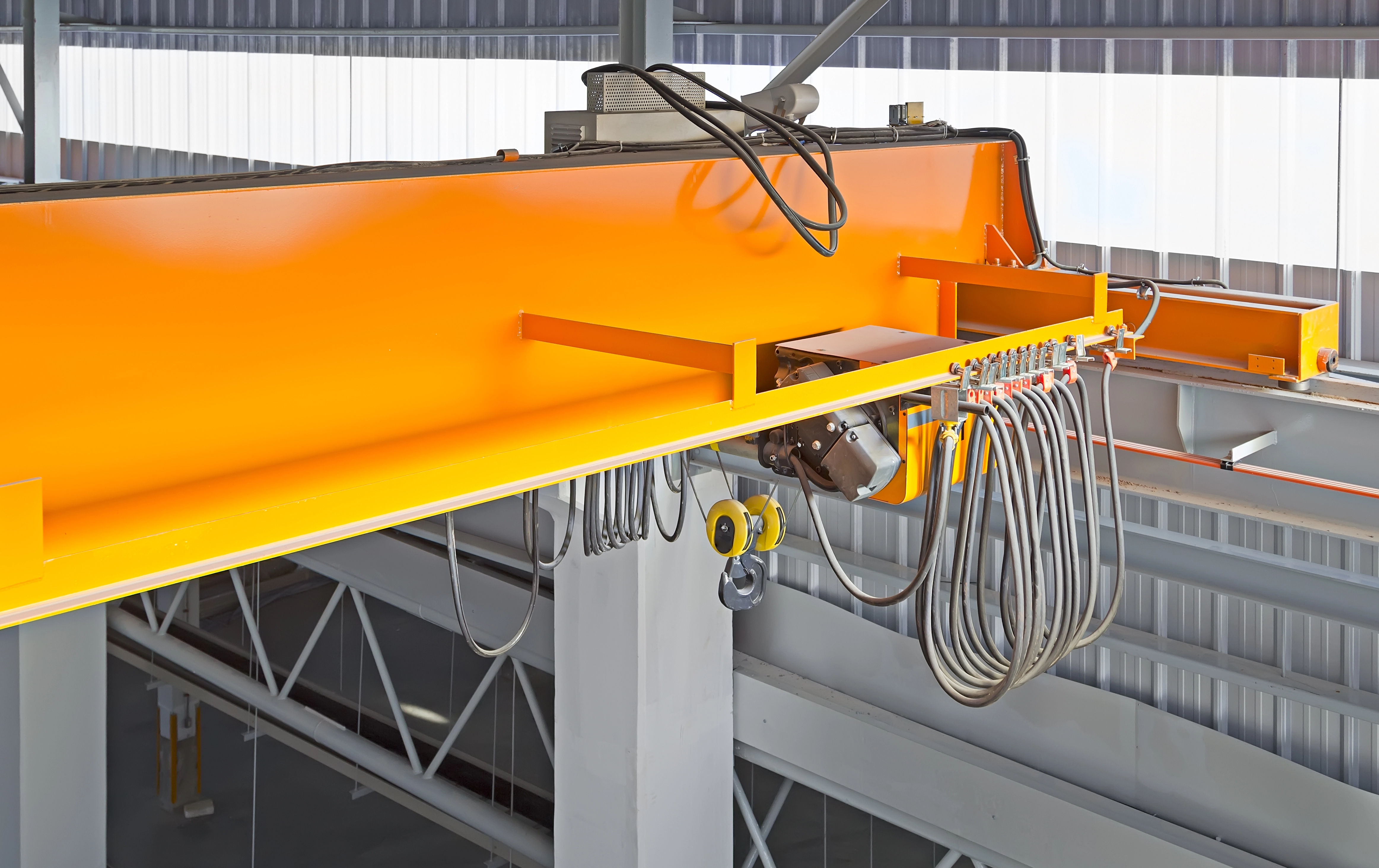 Overhead gantry crane in an industrial factory